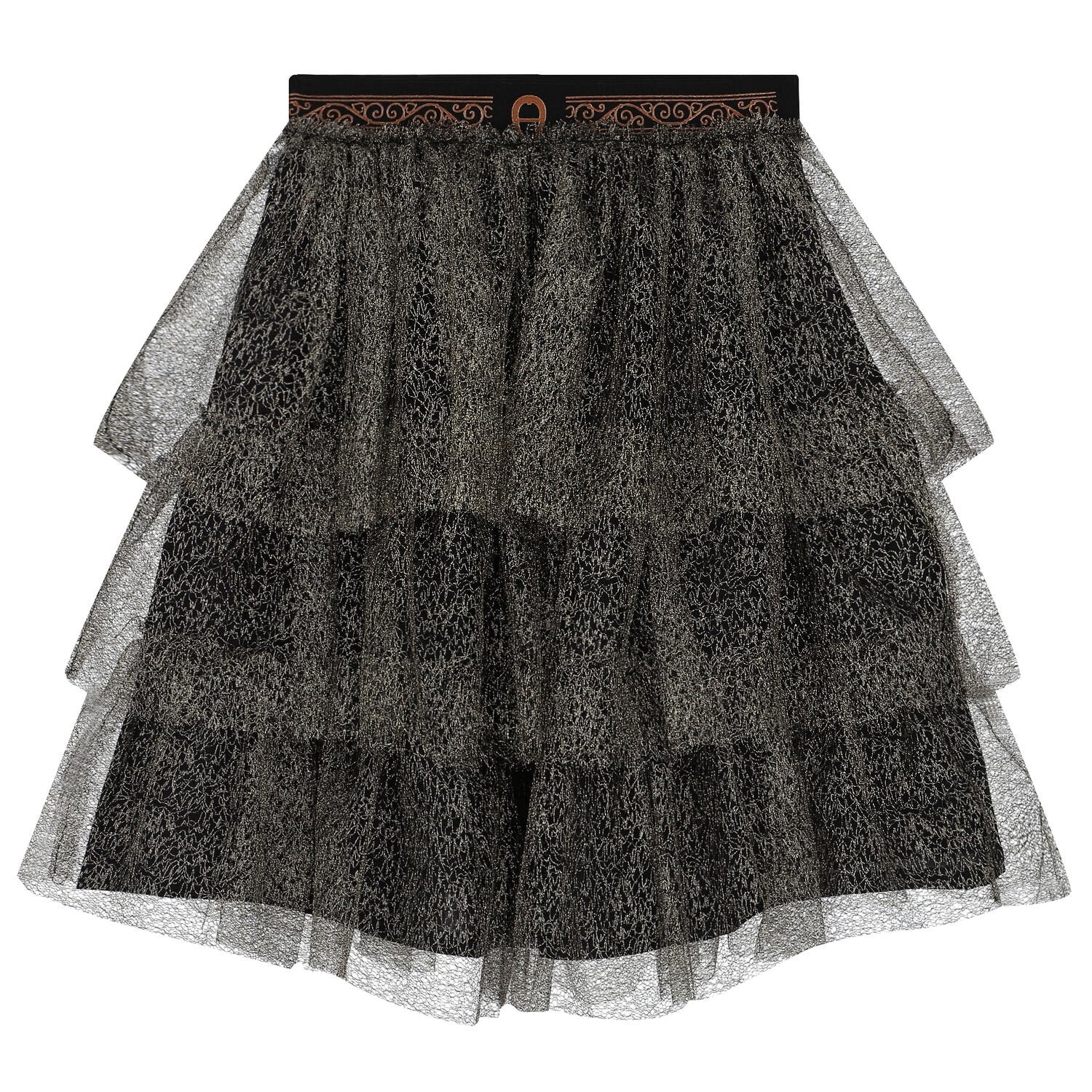 Girls Black & Gold Logo Tulle Skirt Set