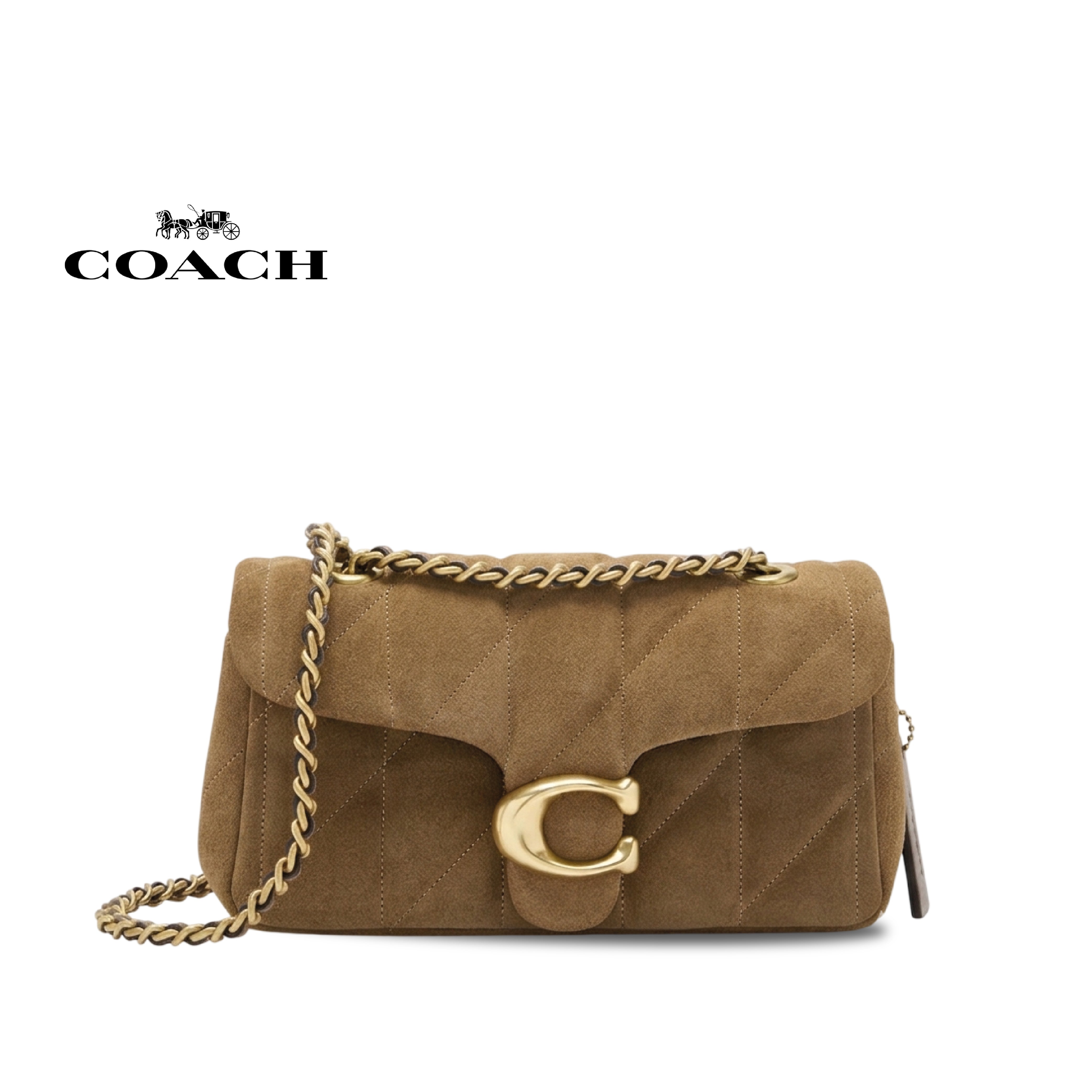 Women's COACH Quilted Shoulder Bag in Suede