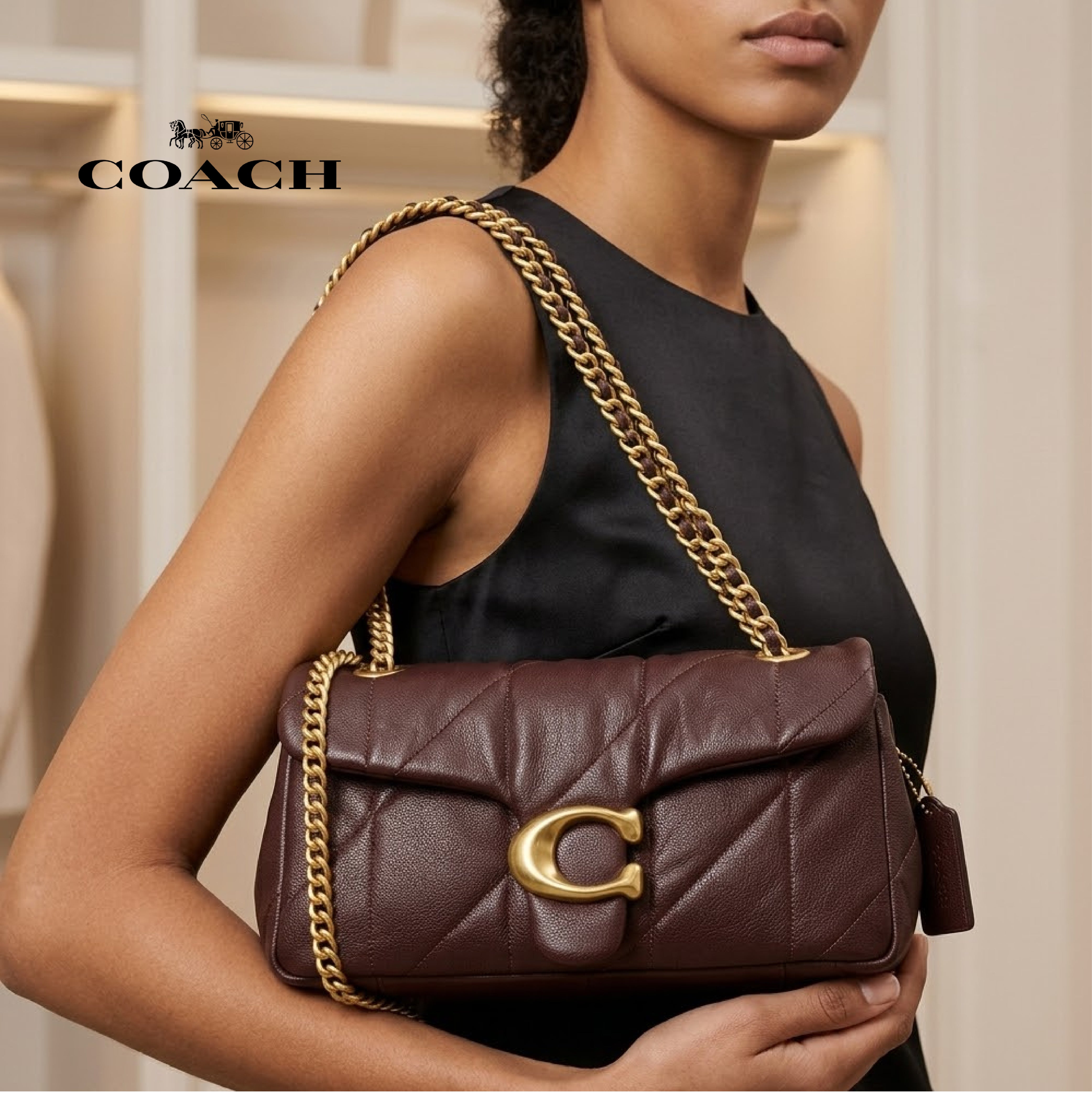 Women's Coach Shoulder Bag With Quilting