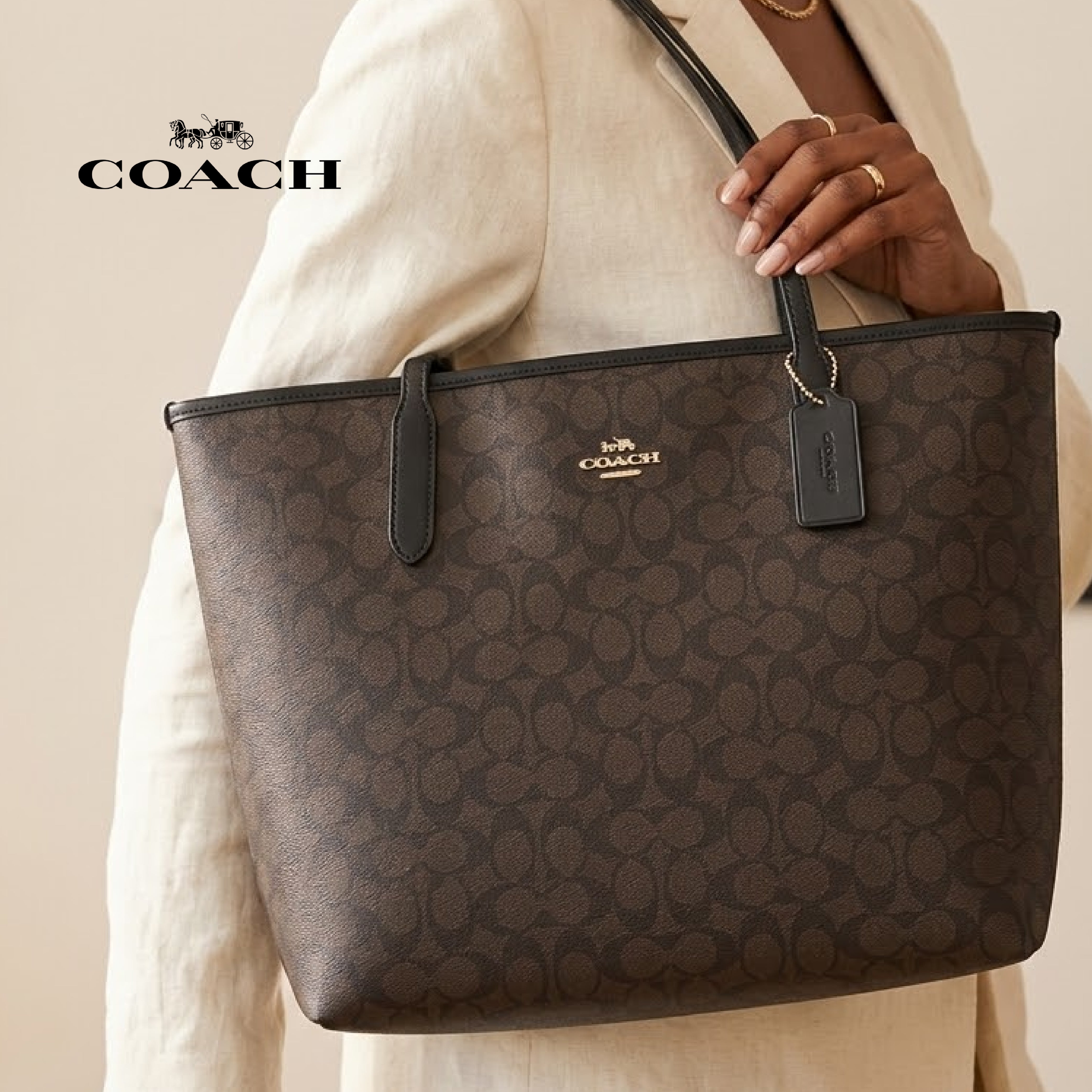 Women's COACH City Tote Bag In Signature Canvas