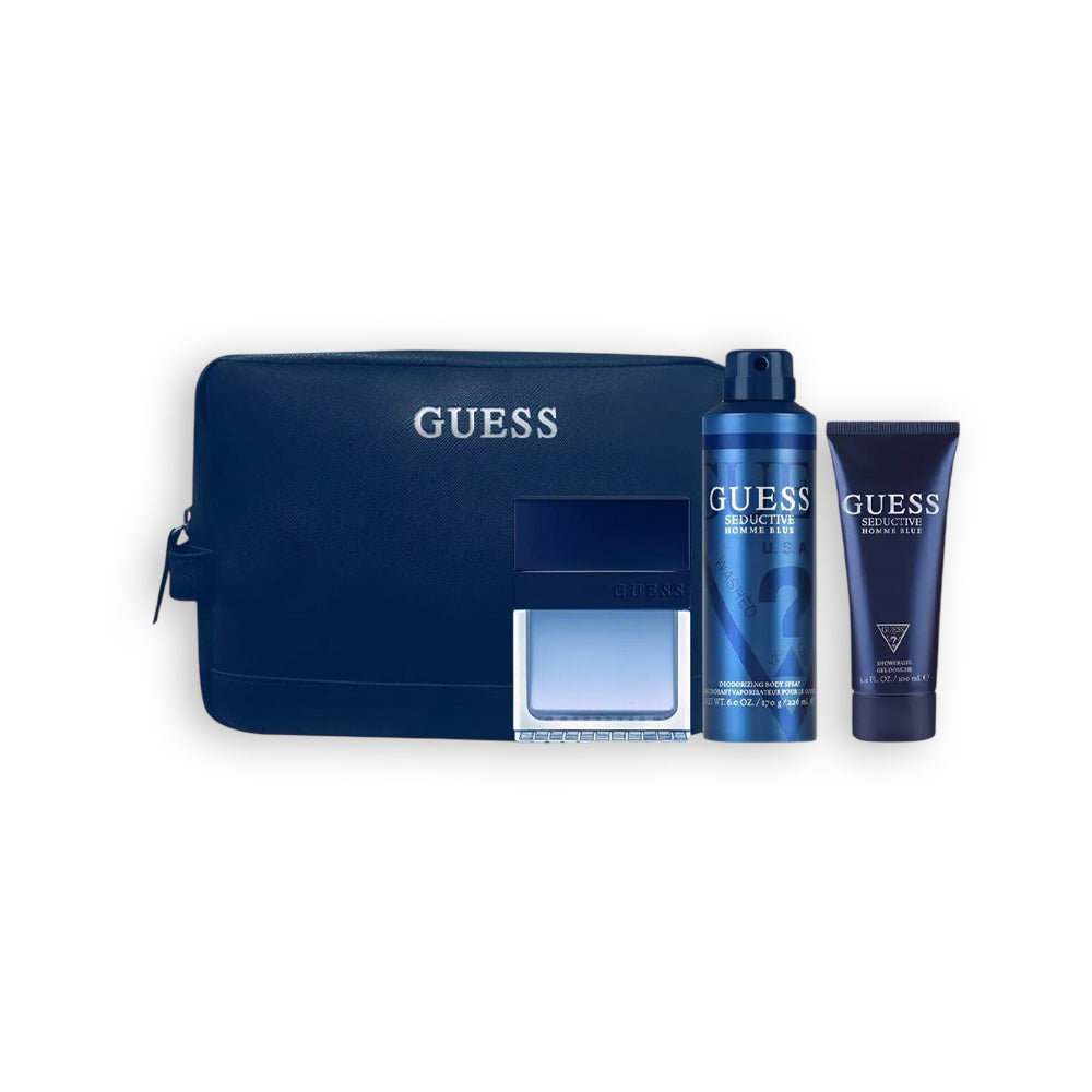 GUESS SEDUCTIVE HOMME BLUE Cologne for Men 4pc SET