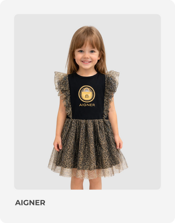 Girls Black & Gold Logo Tulle Skirt Set