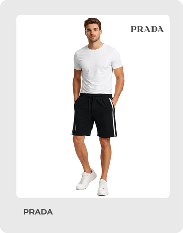 Prada Linea Rossa Men’s Side-Stripe Logo Shorts