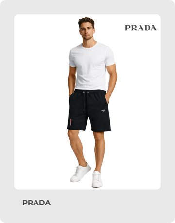Prada Men’s Signature Dual-Logo Technical Shorts – Black