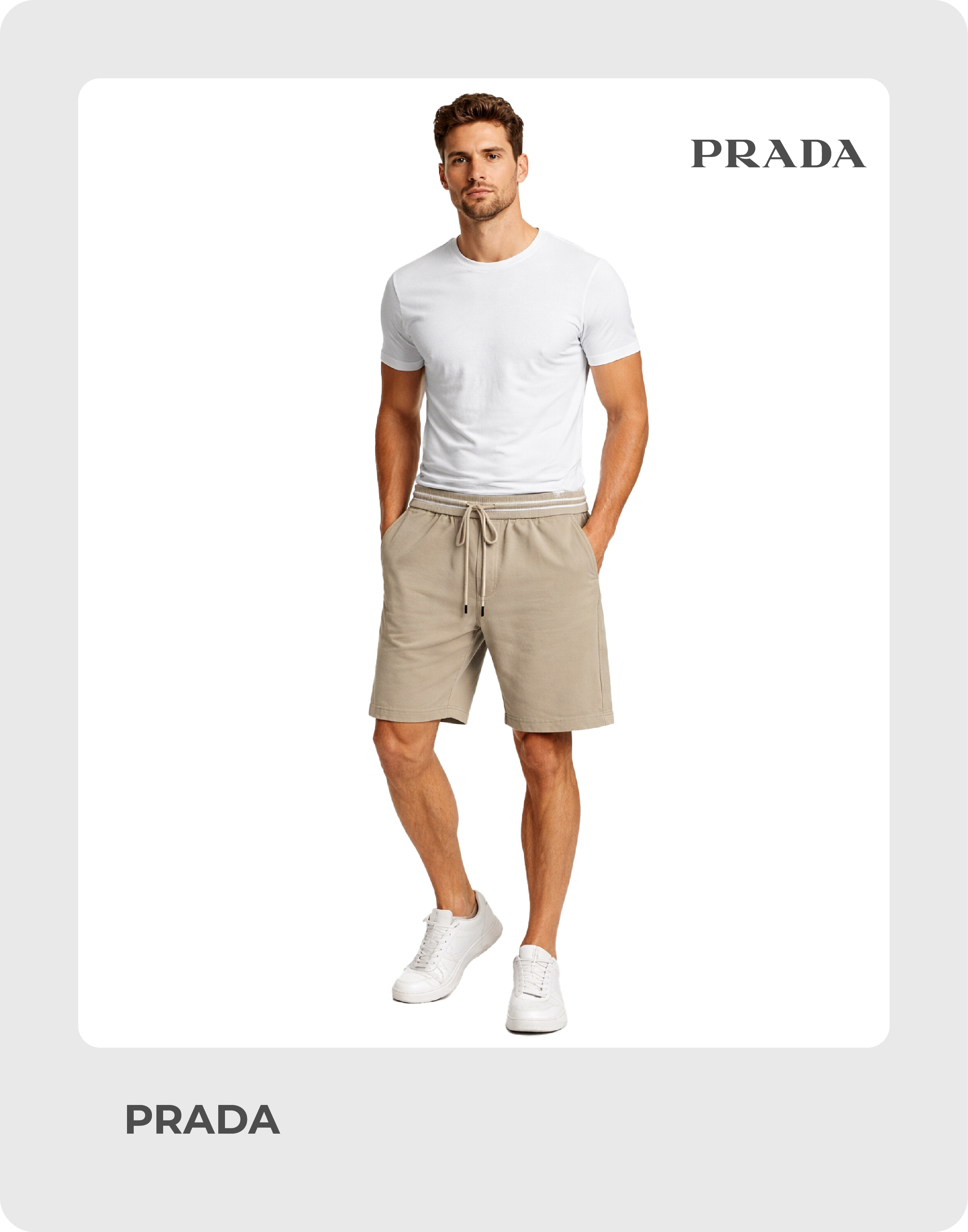 Prada Men’s Striped Waistband Cotton-Blend Shorts