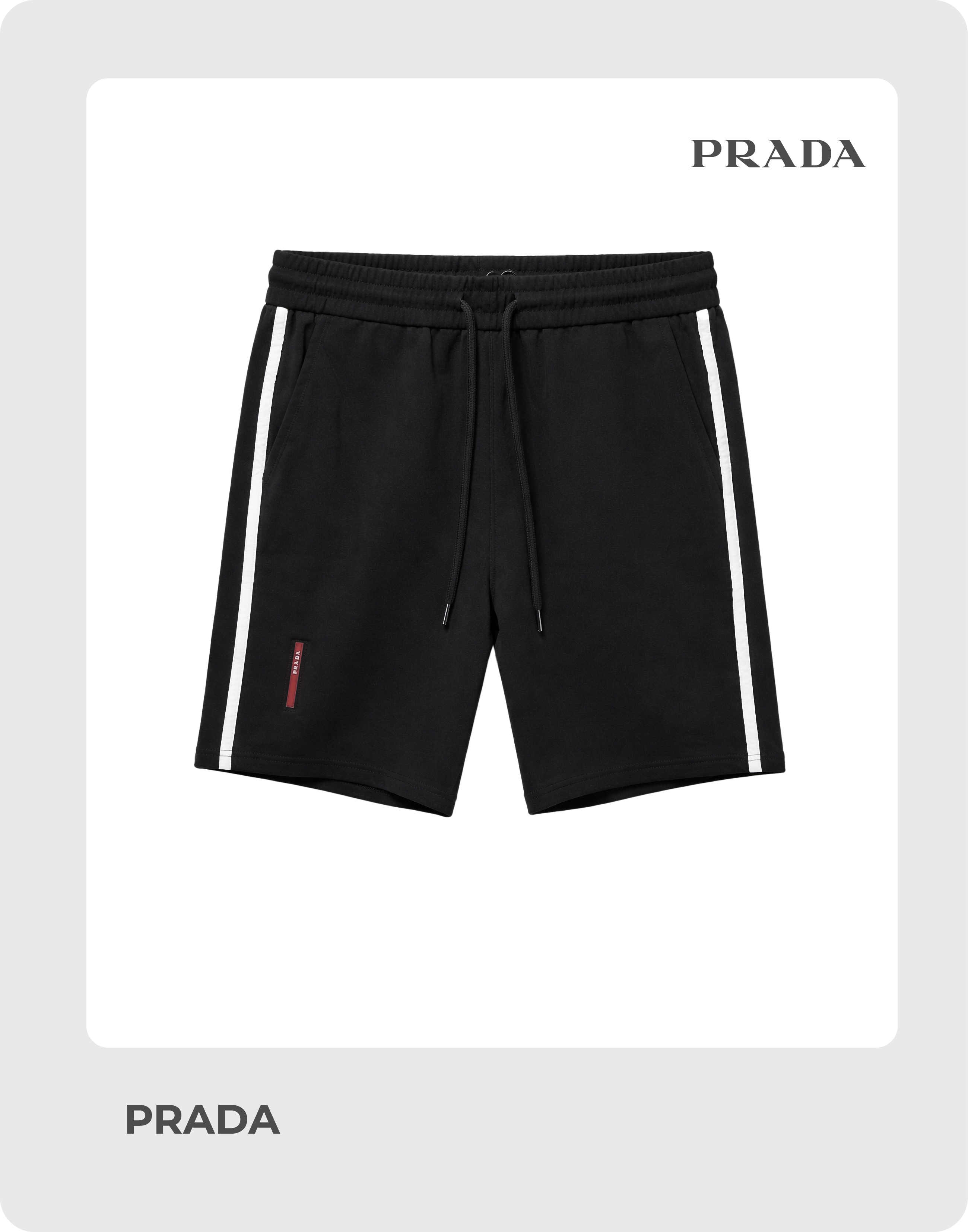 Prada Linea Rossa Men’s Side-Stripe Logo Shorts