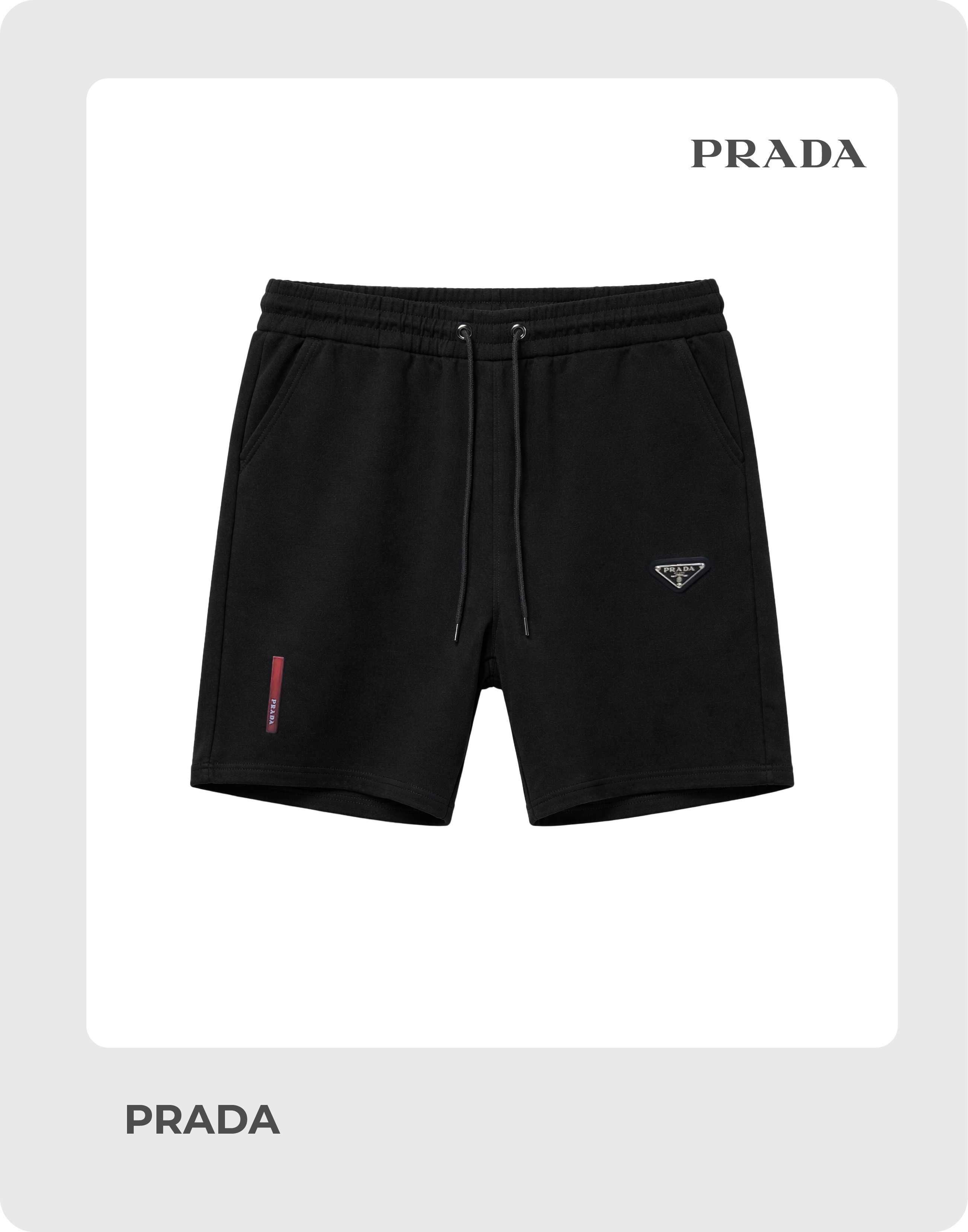 Prada Men’s Signature Dual-Logo Technical Shorts – Black