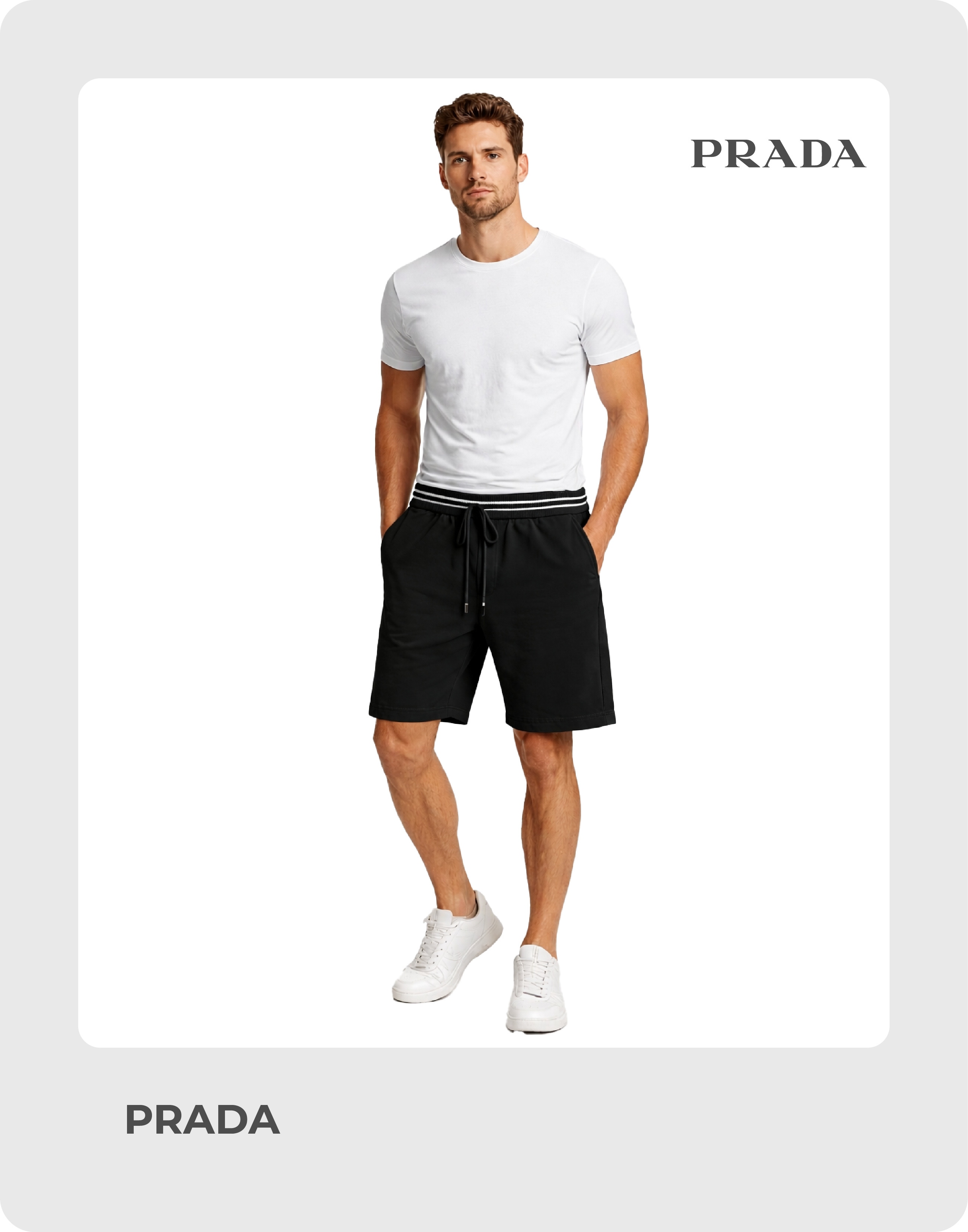Prada Men’s Striped Waistband Cotton-Blend Shorts