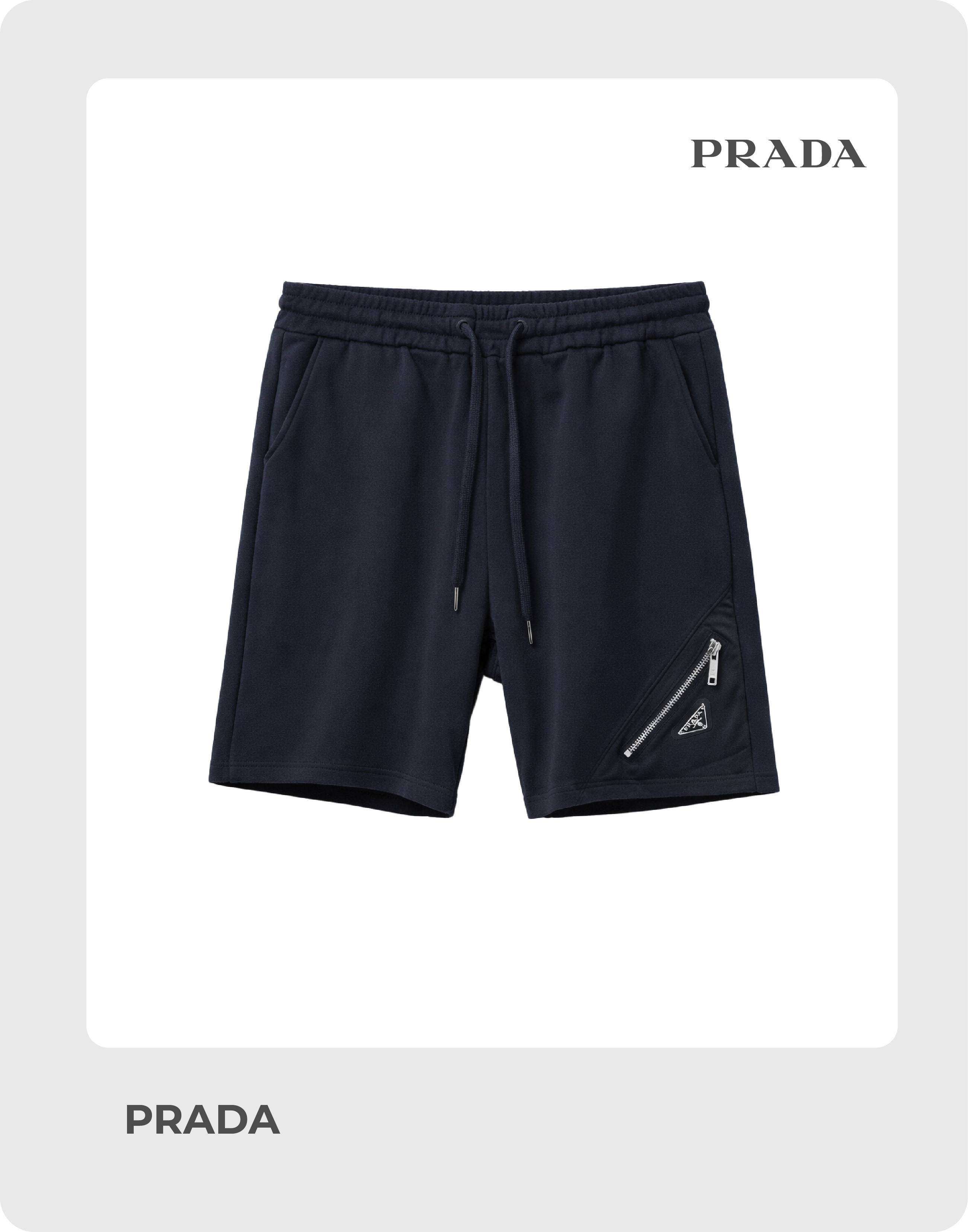 Prada Men’s Enamel Triangle Logo Zipper Detail Shorts
